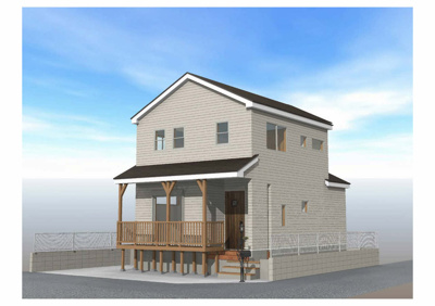 【外観パース】 | 【売主／新築】MLH TSUJIDO 大庭5号棟（仲介手数料不要） | カリフォルニアスタイルの外観です。
（イメージですので、変更となる可能性があります）