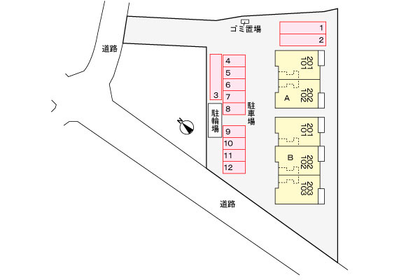 ヴィラ　エンジェル　Bの区画図