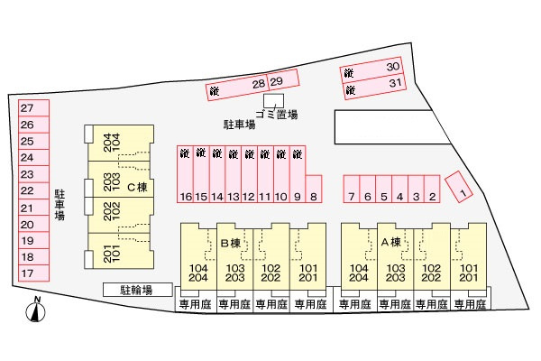 リヴァーグレイスＢの区画図