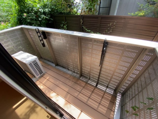 熊本市北区龍田２丁目のアパートのバルコニー