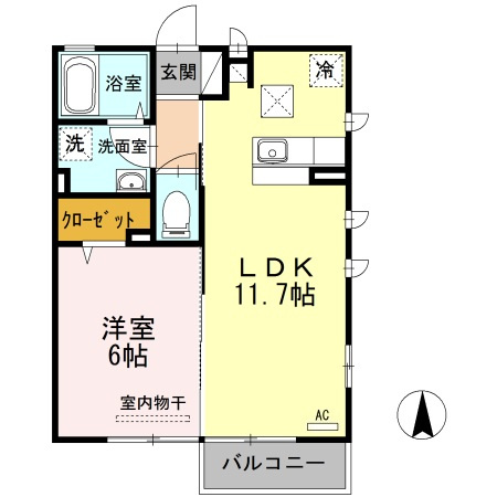 熊本市北区龍田２丁目のアパートの間取り