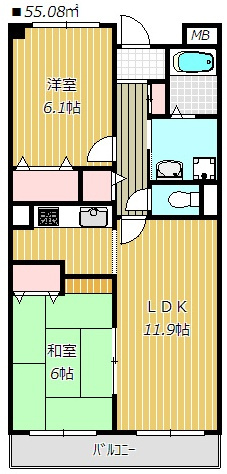 【間取り】 | ジュネス弐番館 | 反転タイプです