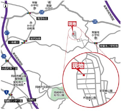 岡崎市田口町字若草の地図