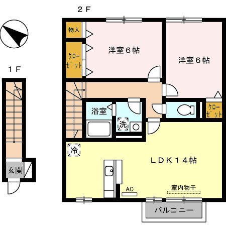 【間取り】 | レジデンス城東 | 2LDKの間取りです