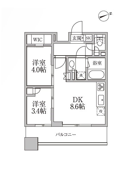 RESIDIA新御徒町Ⅱの間取り|レジディア新御徒町Ⅱ２ＤＫの間取りです