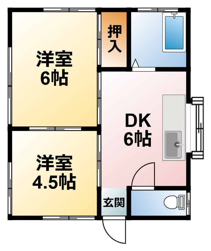 東金中野638貸家2号棟の間取り