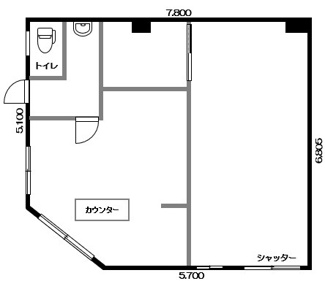 【間取り】 | 西脇ビル貸店舗、大開通沿い54㎡