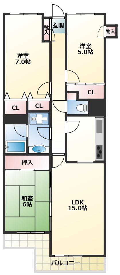ボヌール天神の間取り