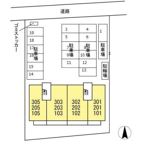 熊本市南区上ノ郷２丁目のアパートの区画図