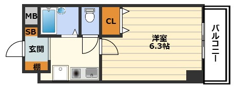 おおきに北梅田サニーアパートメントの間取り
