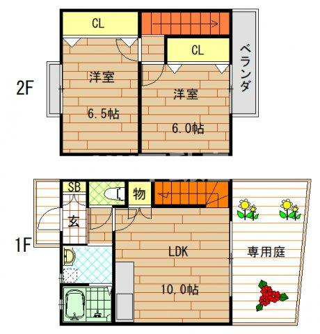 【間取り】 | コスモシティーⅡ番館（瓢箪山賃貸） | メゾネットです