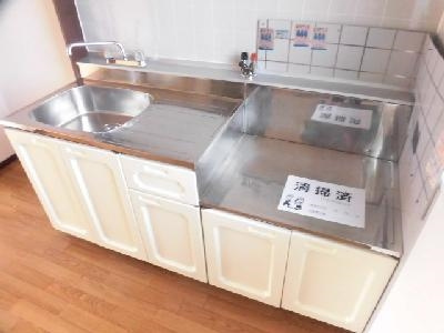 サンシティM（サンシティエム）のキッチン|２口ガスコンロ設置可