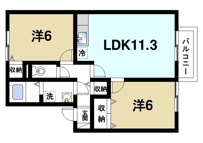 サンハイム櫟本の間取り|2LDK