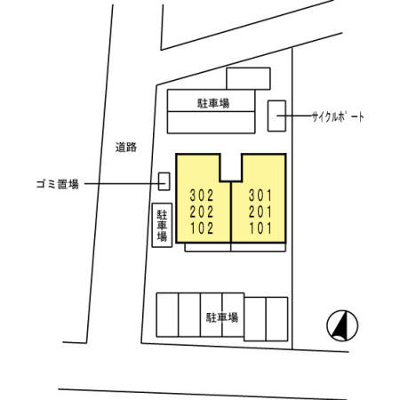 上益城郡益城町大字広崎のアパートの区画図