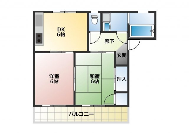 【間取り】 | エスポワールフジD | 使いやすい間取りです。