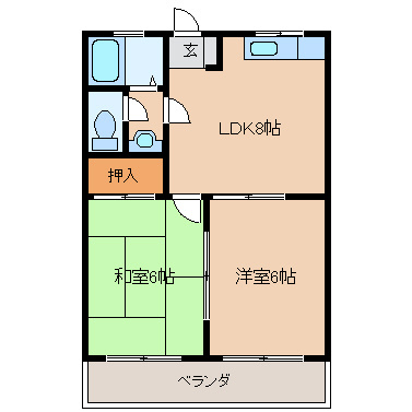 津福サンハイツ【10,000円キャッシュバック対象物件】の間取り