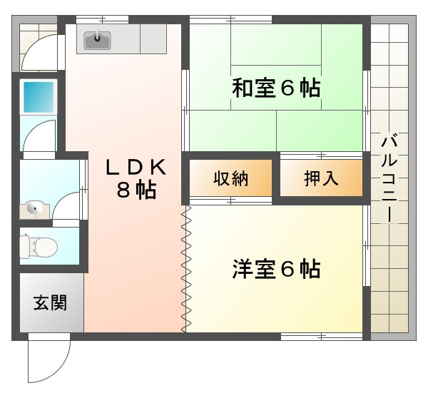 中西マンションの間取り