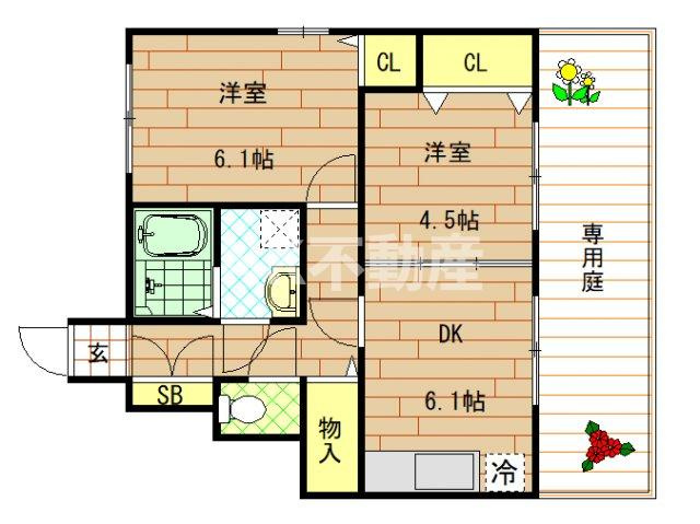 【間取り】 | グランディール（東大阪）（新石切賃貸） | 間取りです