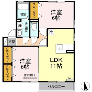 【間取り】 | ジュネス椿B
