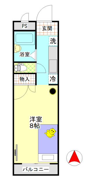 ＳＫマンションの間取り|岡山市北区今　SKマンション　1K　間取り