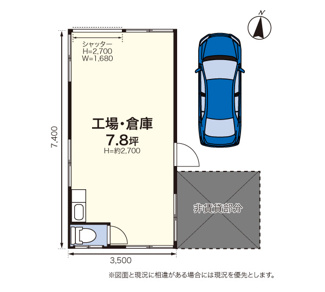 【間取り】 | 大貫貸倉庫 | 25.9㎡（約7.8坪）