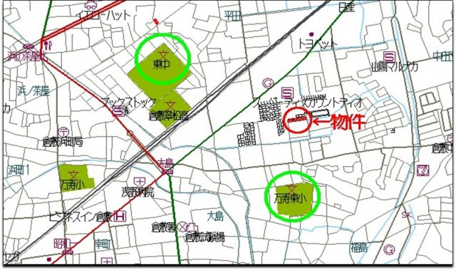 大島分譲地Ⅱ期の地図