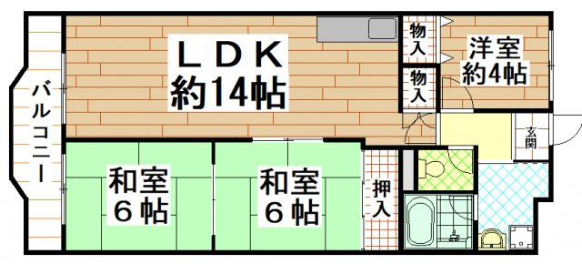 東大阪市友井５丁目の賃貸マンションの間取り