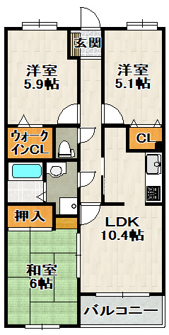 エーデル雲雀丘二番館の間取り