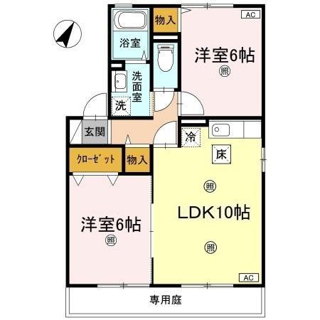 【間取り】 | ヴィラフローラⅡ | 2LDKのお部屋です