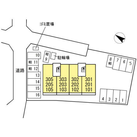 熊本市東区長嶺東６丁目のアパートの区画図