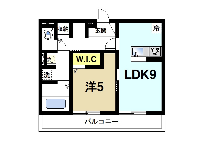 ボナール　C棟の間取り|1LDKの間取りです