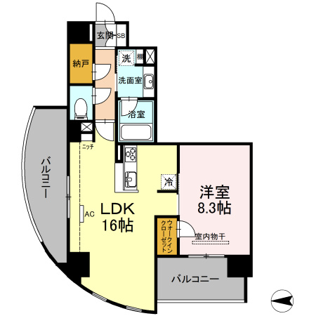 熊本市中央区九品寺２丁目の賃貸マンションの間取り