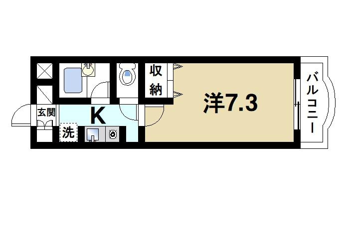 グランシャリオ（法華寺町）の間取り|バス・トイレ別のワンルーム