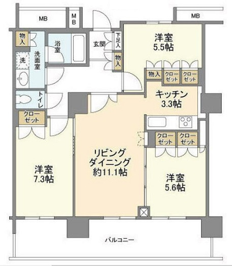 江東区豊洲５丁目の賃貸マンションの間取り
