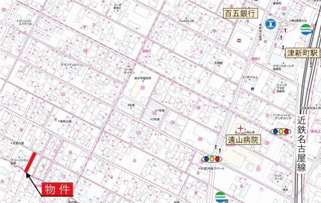 津市大園町の地図