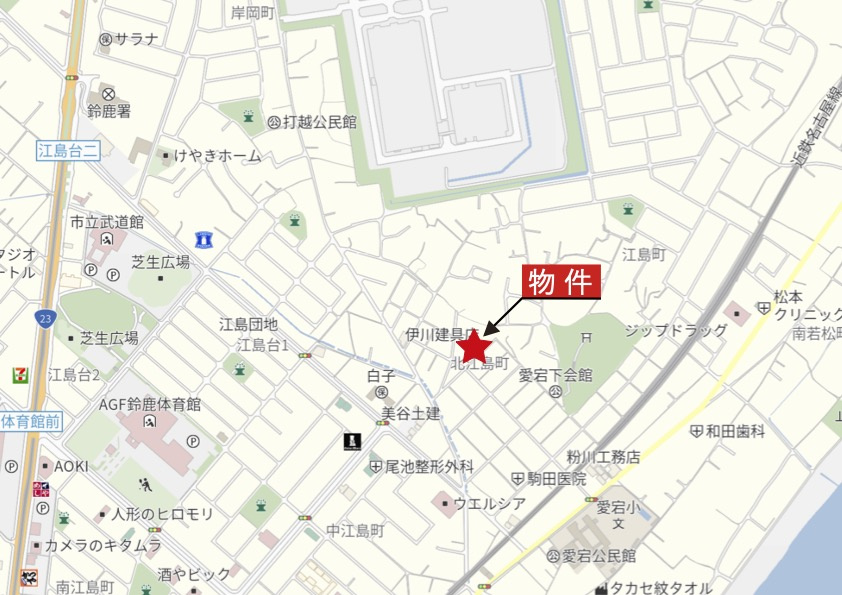 鈴鹿市北江島町《プリマアベニュー北江島 全3区画》1号地の地図|広域Map
