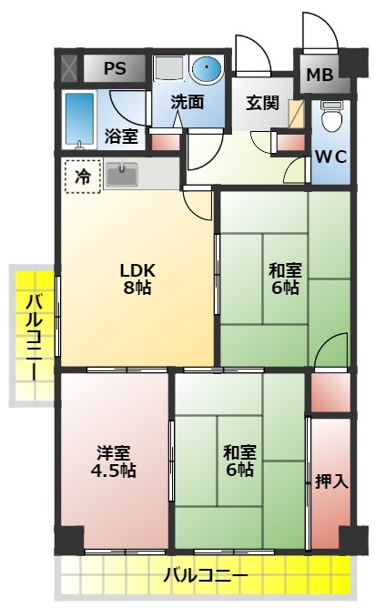 マンショングランメールの間取り|３ＬＤＫの間取り