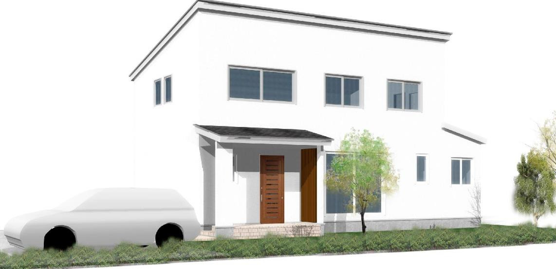 【成約済み】亀田向陽3　売地(A)の外観パース|外観パース
当該地で建てた際の外観の例になります。
建築するとどのような家ができるか。
参考としてご覧ください(^^♪