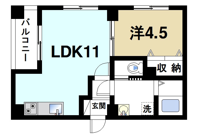 エクセレント天理の間取り|１LDKマンションです