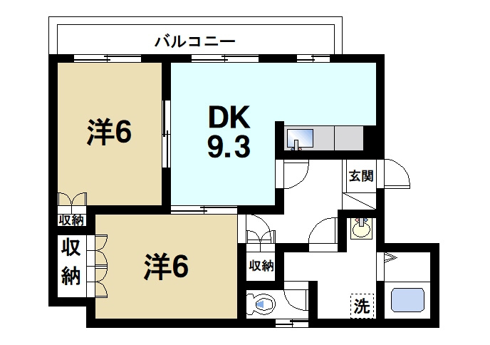 サンガーデン（千代）の間取り|2DKの間取り