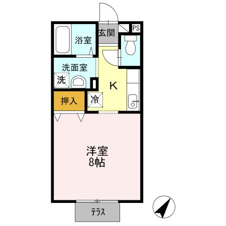 熊本市東区御領３丁目のアパートの間取り
