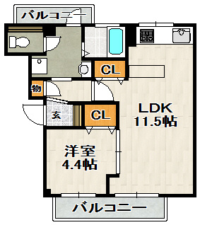 ビューテラス売布（View Terrace 売布）の間取り