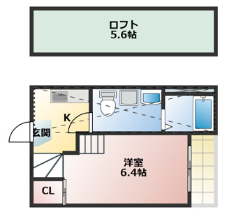 【間取り】 | K&K Dream今池 | 略図の為、現状優先