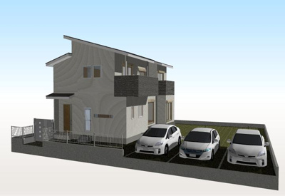 【外観パース】 | 高知市観月新築戸建 | プラン図外観パース