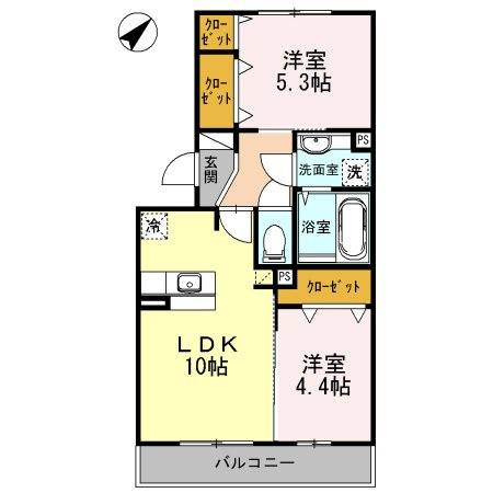 熊本市東区桜木５丁目のアパートの間取り