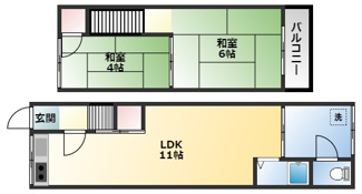 【間取り】 | 平野1丁目テラスハウス