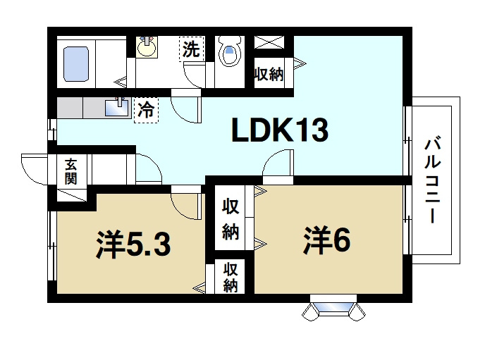 グランコート天理の間取り|人気の2LDKタイプ