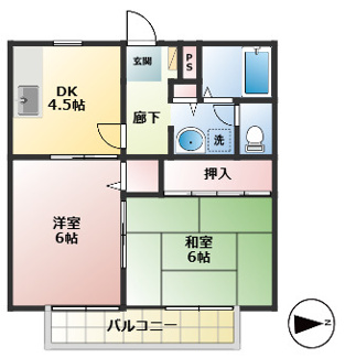 【間取り】 | ローズライフ手城 | 2DK