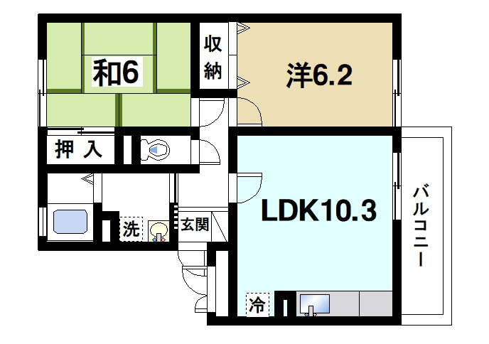 セジュールNⅠの間取り|2LDKの間取り