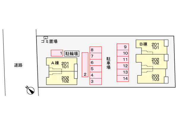 今治市馬越町３丁目のアパートの駐車場